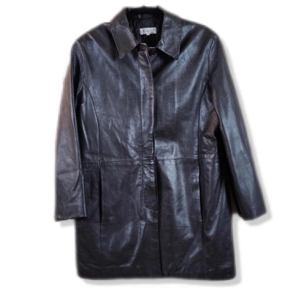 Vintage 90’s L’Equipe Plus Longline Chocolate Brown Leather Coat L